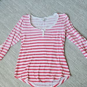 Banana Republic Pink Ombre Striped Henley Style Shirt